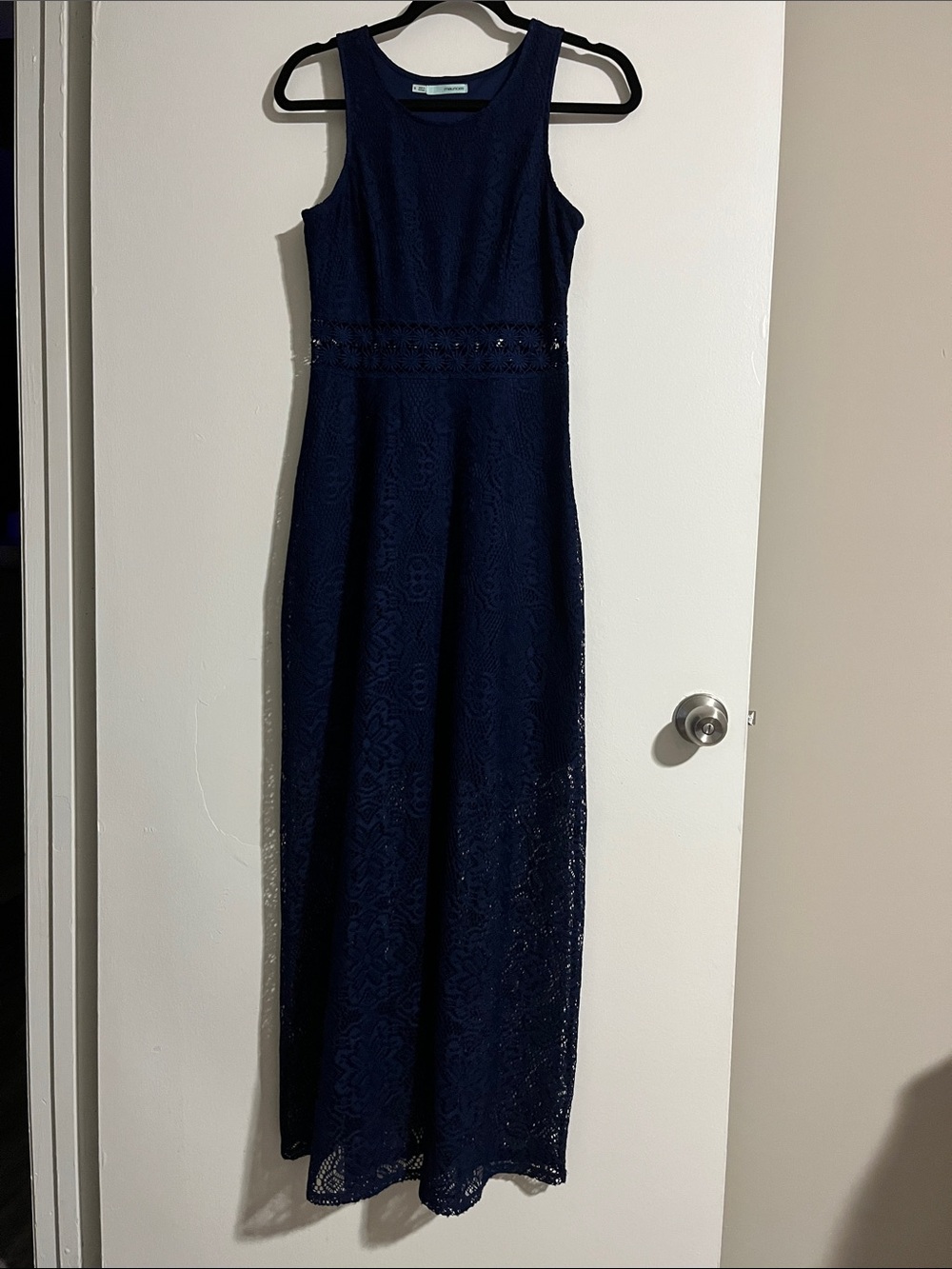 Maurices Navy Blue Lace Maxi Dress